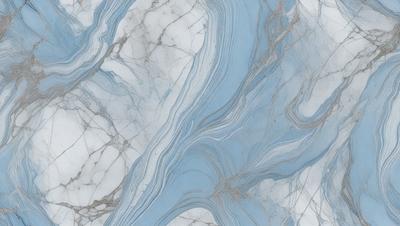 The primary subject of the image is a marble tile with a blue and white pattern. The setting is a bathroom, as indicated by the presence of the marble tile. The visual style is a close-up of the tile, showcasing its intricate design. The dominant colors in the image are blue and white, creating a clean and elegant atmosphere.