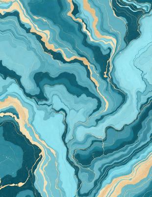 The primary subject of the image is a blue and gold swirling pattern, which appears to be a painting or a digital artwork. The setting is a blue and white background, which complements the vibrant colors of the swirling pattern. The visual style is a mix of artistic and digital elements, creating a unique and eye-catching design. The dominant colors are blue and gold, with the blue providing a calming and soothing atmosphere, while the gold adds a touch of warmth and sophistication to