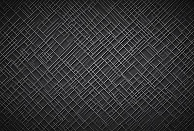 The primary subject of the image is a black and white pattern, which appears to be a woven or interwoven design. The setting is a black background, which contrasts with the pattern. The visual style is a close-up of the pattern, showcasing its intricate details. The colors and mood of the image are predominantly dark and moody, with the black background and pattern creating a sense of depth and complexity.