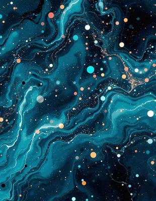 The primary subject of the image is a blue and white swirling pattern, which appears to be a digital art or illustration. The setting is a dark blue background, and the visual style is a combination of digital art and illustration. The colors and mood of the image are predominantly dark blue and white, creating a sense of depth and intricacy in the swirling pattern.