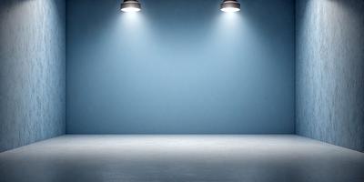 The primary subject of the image is a large, bright light source, which is illuminating a blue wall. The setting is a white room with a blue background, creating a contrasting and visually striking scene. The visual style of the image is a combination of photo and digital art, as it appears to be a well-lit, well-composed photograph with a touch of digital artistry. The colors and mood of the image are predominantly blue, with the bright light source adding a sense of energy and dynamism to