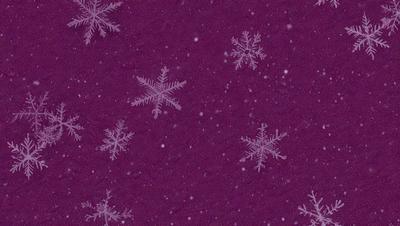 The primary subject of the image is a purple background with a pattern of white snowflakes. The setting is a snowy, wintery environment. The visual style is a digital art or illustration, creating a unique and artistic appearance. The dominant colors are purple and white, giving the image a cool and serene atmosphere.