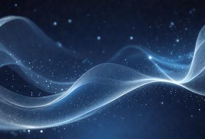The primary subject of the image is a blue, swirling, and flowing pattern. The setting is a dark background, which contrasts with the blue pattern. The visual style appears to be a digital art or illustration, as the pattern is intricate and detailed. The colors and mood of the image are predominantly blue, creating a sense of calmness and tranquility.