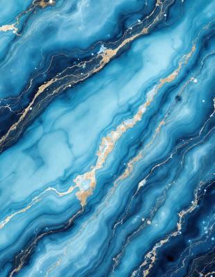 The primary subject of the image is a blue and gold marbled stone. The setting is a blue and gold marbled stone wall. The visual style is a close-up of the marbled stone. The colors and mood of the image are predominantly blue and gold, creating a warm and inviting atmosphere.