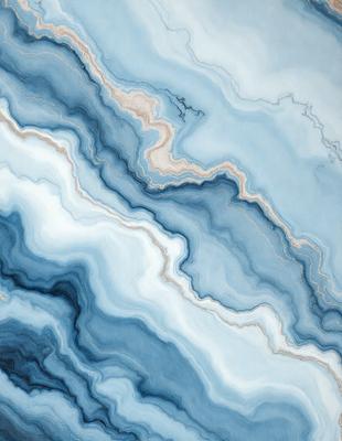 The primary subject of the image is a blue and white marbled pattern, which is the main focus of the image. The setting is a blue and white marbled surface, which serves as the backdrop for the pattern. The visual style of the image is a painting, which gives it a more artistic and detailed appearance. The dominant colors in the image are blue and white, creating a calm and serene atmosphere.