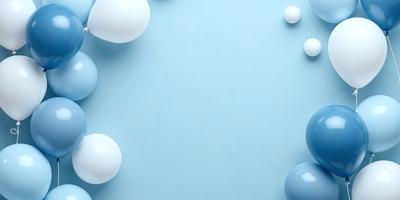The primary subject of the image is a blue wall with white balls placed on it. The setting is a room with a blue background, and the visual style is a photo. The dominant colors are blue and white, creating a calm and serene atmosphere.