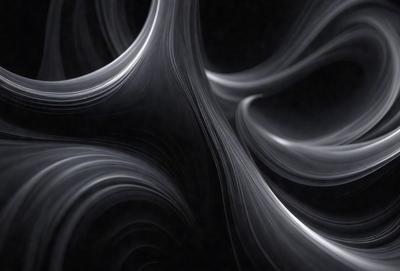The primary subject of the image is a black and white photo of a swirling pattern, possibly a waterfall or a flowing stream. The setting is a dark background, which contrasts with the swirling pattern. The visual style is a black and white photo, giving it a classic and timeless appearance. The colors and mood of the image are predominantly dark and moody, with the swirling pattern being the main focal point.