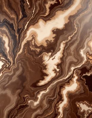 The primary subject of the image is a marble-like stone with a unique pattern and texture. The setting is a close-up of the stone, showcasing its intricate design. The visual style is a combination of a photo and digital art, as the image appears to be a close-up of a marble-like stone, but the intricate pattern and texture suggest a digital art or illustration. The colors and mood of the image are predominantly brown and earthy tones, giving it a natural and earth