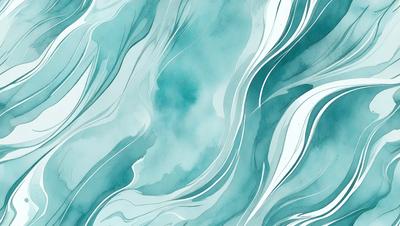 The primary subject of the image is a blue and white ocean wave. The setting is the ocean, with the wave being the main focus of the image. The visual style is a combination of digital art and illustration, creating a dynamic and vibrant scene. The dominant colors are blue and white, giving the image a calming and serene atmosphere.