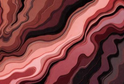The primary subject of the image is a close-up of a colorful, swirling pattern. The setting is a pink and red background, which adds to the vibrant atmosphere of the scene. The visual style appears to be a combination of digital art and illustration, creating a unique and eye-catching design. The dominant colors in the image are pink and red, which evoke a sense of warmth and energy.