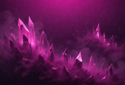 The primary subject of the image is a purple mountain with a cloudy sky in the background. The mountain is covered in purple crystals, giving it a unique and striking appearance. The visual style of the image is a digital art or illustration, as it is a detailed and intricate representation of the purple mountain. The colors and mood of the image are predominantly purple, creating a sense of mystery and wonder.