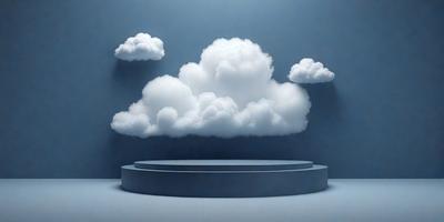 The primary subject of the image is a large, white cloud. The cloud is floating in a blue sky, which serves as the setting and background of the scene. The visual style of the image is a combination of photo and digital art, creating a realistic yet artistic representation of the cloud. The dominant colors in the image are white and blue, giving the scene a calm and serene atmosphere.