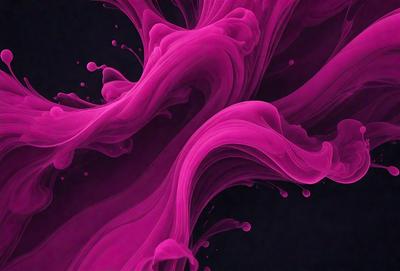 The primary subject of the image is a pink, swirling, and flowing liquid, which appears to be a mix of water and paint. The setting is a dark background, which contrasts with the vibrant pink color of the liquid. The visual style of the image is a combination of digital art and illustration, creating a dynamic and artistic representation of the flowing liquid. The dominant colors in the image are pink and purple, giving the scene a sense of energy and movement.