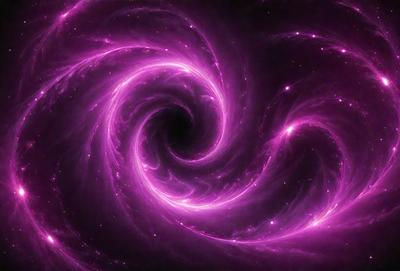 The primary subject of the image is a purple spiral, which appears to be a digital art or illustration. The spiral is set against a dark background, creating a striking contrast. The visual style of the image suggests that it is a creative and artistic representation of a spiral, possibly inspired by the concept of a black hole. The dominant colors in the image are purple and black, giving it a mysterious and intriguing appearance.