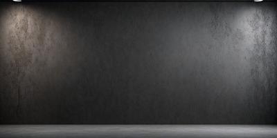 The primary subject of the image is a large, empty room with a gray wall. The setting is a dark room, possibly a basement, with a concrete wall. The visual style is a black and white photo, giving the image a classic and timeless appearance. The colors and mood are predominantly dark and moody, creating a sense of mystery and solitude in the space.