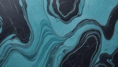 The primary subject of the image is a blue and black marble-like pattern. The setting is a black and blue marble countertop, which serves as the background. The visual style is a close-up of the marble pattern, showcasing its intricate details. The colors and mood of the image are predominantly dark and moody, with the blue and black marble creating a striking contrast against the black countertop.