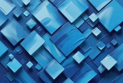 The primary subject of the image is a blue tile pattern, which is the main object, scene, or focus of the image. The setting or background is a blue tile wall, and the visual style is a digital art or illustration. The dominant colors and overall atmosphere are blue and calming.