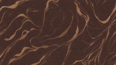 The primary subject of the image is a brown and gold patterned surface, which appears to be a piece of art or a decorative item. The setting is a room with a wall, and the visual style is a combination of digital art and illustration. The dominant colors are brown and gold, creating a warm and rich atmosphere.