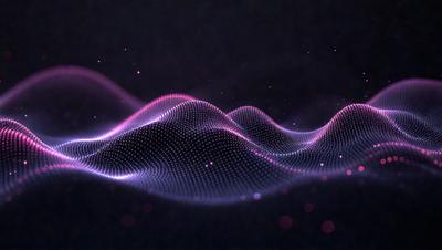 The primary subject of the image is a computer-generated wave pattern. The setting is a dark background, which contrasts with the brightly colored wave pattern. The visual style is digital art, as the wave pattern is created using computer algorithms. The colors and mood of the image are vibrant and energetic, with the wave pattern's bright colors and dynamic shape creating a sense of motion and energy.