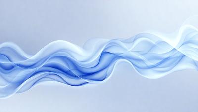 The primary subject of the image is a blue wave or ripple pattern. The setting is a white background, which provides a clean and minimalist appearance. The visual style is a digital art or illustration, as the blue wave appears to be a digital creation. The dominant colors are blue and white, creating a calm and soothing atmosphere.