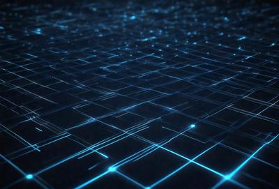 The primary subject of the image is a blue, geometric pattern. The setting is a dark blue background, which creates a contrasting and visually striking scene. The visual style is a combination of digital art and illustration, as the pattern appears to be a digital creation. The colors and mood of the image are predominantly dark and moody, with the blue hues adding a sense of depth and sophistication to the overall atmosphere.