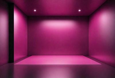 The primary subject of the image is a large, empty room with a pink wall. The room appears to be a large, open space with no furniture or decorations. The setting is a room with a pink wall, and the visual style is a photo. The colors and mood of the image are predominantly pink, giving the room a warm and inviting atmosphere.