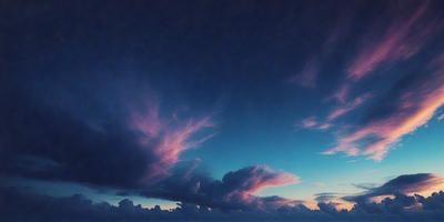 The primary subject of the image is a cloudy sky with a few clouds scattered throughout. The setting is a blue sky, which serves as the backdrop for the clouds. The visual style of the image is a photo, capturing the beauty of the cloudy sky. The colors in the image are predominantly blue and pink, creating a serene and calming atmosphere.