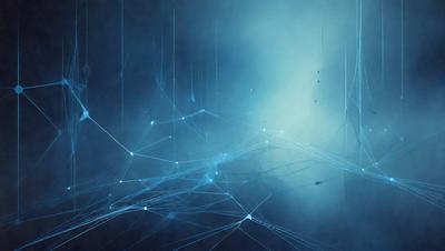 The primary subject of the image is a blue background with a pattern of lines and dots. The setting appears to be a dark, cloudy sky. The visual style of the image is digital art, as it is a computer-generated pattern. The dominant colors in the image are blue and black, creating a moody atmosphere.