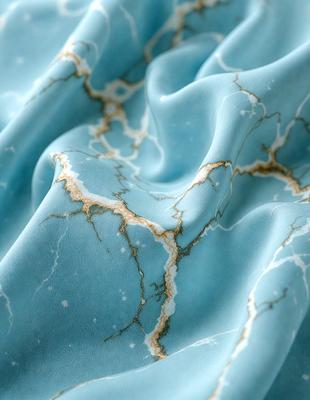 The primary subject of the image is a blue fabric with a marbled pattern. The setting is a blue background, and the visual style appears to be a photo. The colors and mood of the image are predominantly blue, creating a calm and serene atmosphere.