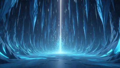 The primary subject of the image is a blue tunnel with a blue light shining through it. The setting is a dark, blue environment, and the visual style appears to be a digital art or illustration. The dominant colors and overall atmosphere are blue and mysterious, creating a sense of depth and intrigue.