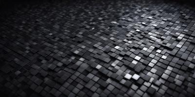 The primary subject of the image is a black and white patterned surface, which appears to be a tile or a piece of artwork. The setting is a black background, which contrasts with the patterned surface. The visual style is a combination of a photo and a digital artwork, creating a unique and intriguing appearance. The colors and mood of the image are predominantly black and white, giving it a classic and timeless feel.