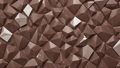 The primary subject of the image is a close-up of a brown, textured surface, possibly a wall or a piece of chocolate. The setting appears to be a room with a patterned wall, which adds to the visual style. The colors in the image are predominantly brown, giving it a warm and earthy atmosphere.
