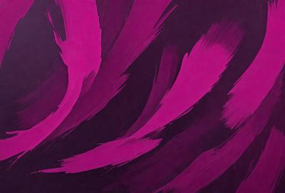 The primary subject of the image is a purple painting with a swirling design. The setting is a wall, and the visual style appears to be a painting or drawing. The dominant colors in the painting are purple and pink, creating a warm and vibrant atmosphere.