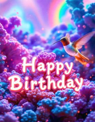 The primary subject of the image is a colorful butterfly, which is flying in front of a vibrant, pink and purple background. The visual style of the image is digital art, as it appears to be a digital painting or illustration. The colors and mood of the image are lively and cheerful, with the butterfly and the background creating a sense of joy and celebration.