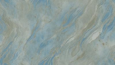 The primary subject of the image is a blue and white marble tile. The setting is a wall, and the visual style is a close-up of the tile. The dominant colors are blue and white, creating a calm and serene atmosphere.
