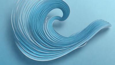 The primary subject of the image is a blue wave made of paper. The wave is composed of multiple layers of blue paper, creating a visually striking and artistic representation. The setting is a blue surface, which serves as the background for the paper wave. The visual style of the image is a combination of digital art and illustration, as the paper wave is skillfully crafted and arranged to resemble a natural wave. The colors and mood of the image are predominantly blue, giving it a calm and serene atmosphere.