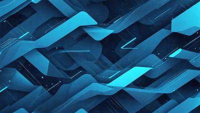 The primary subject of the image is a blue and white geometric pattern. The setting is a dark blue background, which contrasts with the bright blue and white pattern. The visual style is a digital art or illustration, creating a unique and intricate design. The colors and mood of the image are predominantly blue, with a sense of depth and complexity.