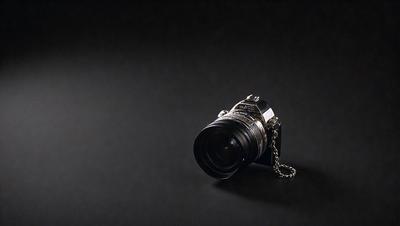 Primary subject: Camera
Setting/background: Black background
Visual style: Photo
Colors and mood: Black and white