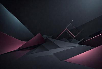 The primary subject of the image is a mountainous landscape, with a dark background and a pink and purple color scheme. The setting appears to be a futuristic or abstract environment, possibly a digital art or illustration. The visual style gives the impression of a surreal or fantastical scene, with the mountainous terrain and the contrasting colors creating a unique and intriguing atmosphere.
