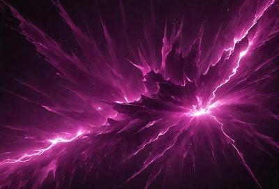 The primary subject of the image is a purple, pink, and black lightning bolt. The setting is a dark background, which contrasts with the bright colors of the lightning bolt. The visual style is a digital art or illustration, as the lightning bolt appears to be a digital creation. The colors and mood of the image are vibrant and energetic, with the lightning bolt symbolizing power and electricity.