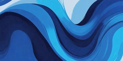 The primary subject of the image is a blue wave, which is the main focus of the scene. The setting is a blue ocean, and the visual style is a digital art or illustration. The dominant colors in the image are blue and white, creating a calm and serene atmosphere.