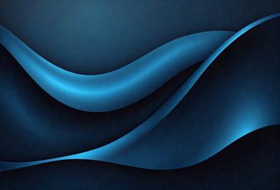 The primary subject of the image is a blue wave, which is the main object, scene, or focus of the image. The setting or background is a dark blue surface, which creates a contrasting and dramatic atmosphere. The visual style of the image is digital art, as it is a digital representation of a wave. The dominant colors in the image are blue and black, which contribute to the overall mood of the artwork.