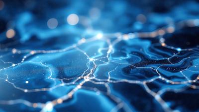 The primary subject of the image is a blue background with a pattern of white lines. The setting appears to be a dark, possibly underwater, environment. The visual style of the image is a combination of digital art and illustration, creating a unique and intriguing pattern. The dominant colors in the image are blue and white, with the white lines contrasting against the blue background. The overall atmosphere of the image is mysterious and captivating.
