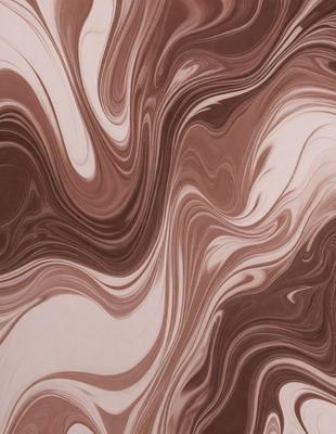 The primary subject of the image is a brown and white marbled wallpaper with a swirling pattern. The setting is a room with the wallpaper as the main focus. The visual style is a close-up of the wallpaper, showcasing its intricate design. The colors and mood of the image are warm and inviting, with the brown and white colors creating a sense of depth and texture.