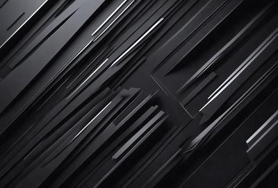 The primary subject of the image is a black and white pattern, which appears to be a digital art or illustration. The setting is a black background, and the visual style is a combination of a photo and a drawing. The dominant colors are black and white, creating a mood of simplicity and elegance.