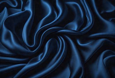The primary subject of the image is a blue fabric, which appears to be a piece of silk. The setting is a dark background, which contrasts with the blue fabric. The visual style is a close-up of the fabric, showcasing its texture and pattern. The colors and mood of the image are predominantly dark and moody, with the blue fabric being the main focal point.