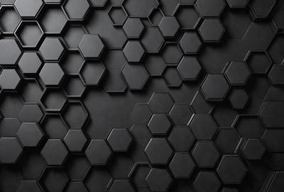 The primary subject of the image is a black and white patterned wall. The setting is a black background, and the visual style appears to be a pattern or texture. The dominant colors are black and white, creating a bold and striking atmosphere.