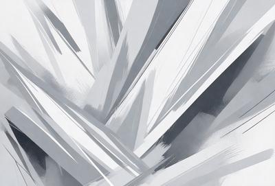 The primary subject of the image is a large, white, and gray painting of a bunch of white and gray lines. The setting is a white background, and the visual style appears to be a digital art or illustration. The colors and mood of the painting are predominantly white and gray, creating a clean and minimalist atmosphere.