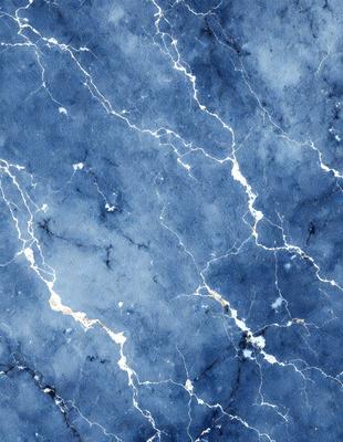 The primary subject of the image is a blue marble wall with a pattern of white streaks. The setting is a room with a blue marble floor. The visual style is a close-up of the marble wall, showcasing its unique texture and design. The colors and mood of the image are predominantly blue, with the white streaks adding a touch of contrast and interest to the overall atmosphere.