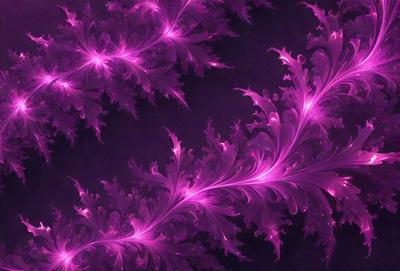 The primary subject of the image is a purple floral pattern, which is the main object, scene, or focus of the image. The setting or background is a dark purple surface, which adds to the overall atmosphere. The visual style of the image is a combination of photo and digital art, creating a unique and eye-catching design. The dominant colors in the image are purple and pink, which contribute to a calming and soothing mood.